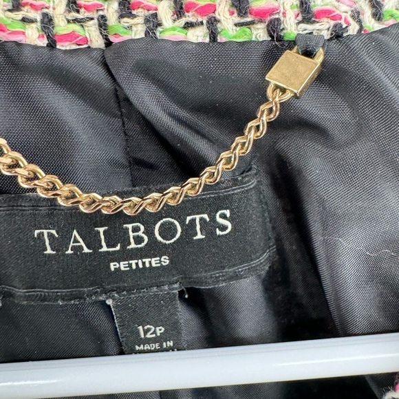Talbots jacquard sweater jacket suit separate size 12P green pink brown - Picture 8 of 14